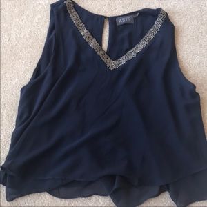 Cropped Tank with Beaded Neckline NWOT